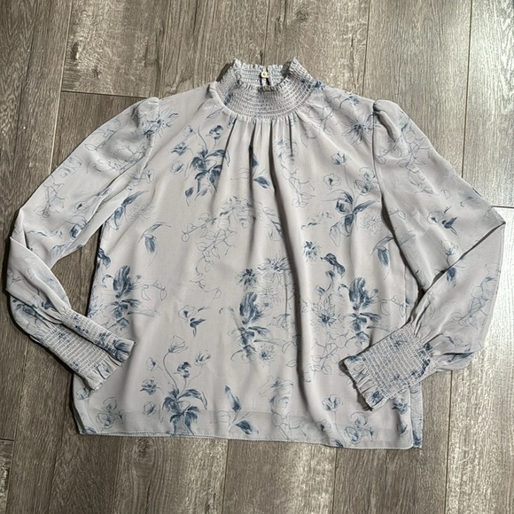 Wilfred Valencia blouse grey and blue floral XS - Picture 2 of 6